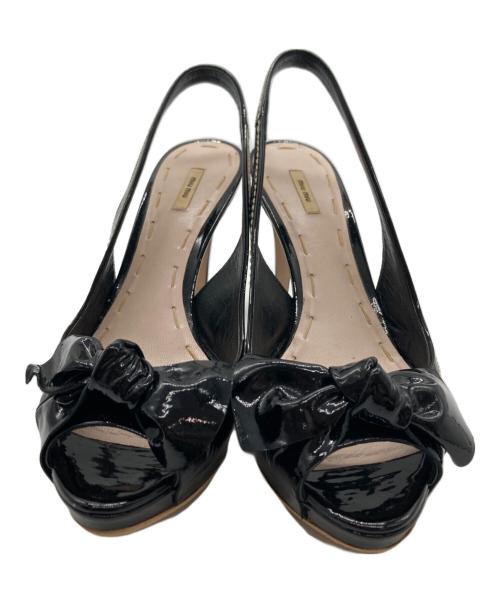 MIU MIU（ミュウミュウ）MIU MIU (ミュウミュウ) オープントゥーパンプス ブラック サイズ:37 2/1の古着・服飾アイテム