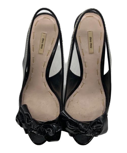 MIU MIU（ミュウミュウ）MIU MIU (ミュウミュウ) オープントゥーパンプス ブラック サイズ:37 2/1の古着・服飾アイテム