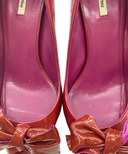 MIU MIU（ミュウミュウ）MIU MIU (ミュウミュウ) オープントゥーパンプス レッド サイズ:37 2/1の古着・服飾アイテム