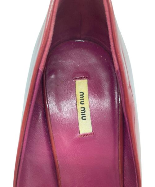MIU MIU（ミュウミュウ）MIU MIU (ミュウミュウ) オープントゥーパンプス レッド サイズ:37 2/1の古着・服飾アイテム