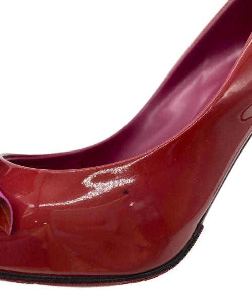 MIU MIU（ミュウミュウ）MIU MIU (ミュウミュウ) オープントゥーパンプス レッド サイズ:37 2/1の古着・服飾アイテム