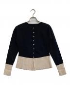 anuansアニュアンス）の古着「ペプラムニットカーディガン」｜ブラック