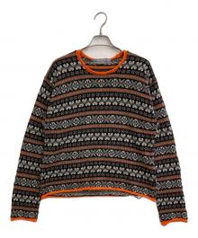 COMME des GARCONS HOMME（コムデギャルソン オム）の古着「ネイティブ柄ニット」｜ブラック×オレンジ