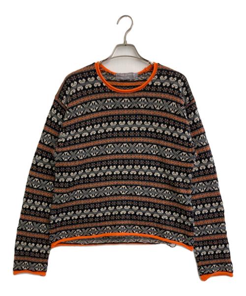 COMME des GARCONS HOMME（コムデギャルソン オム）COMME des GARCONS HOMME (コムデギャルソン オム) ネイティブ柄ニット ブラック×オレンジ サイズ:-の古着・服飾アイテム