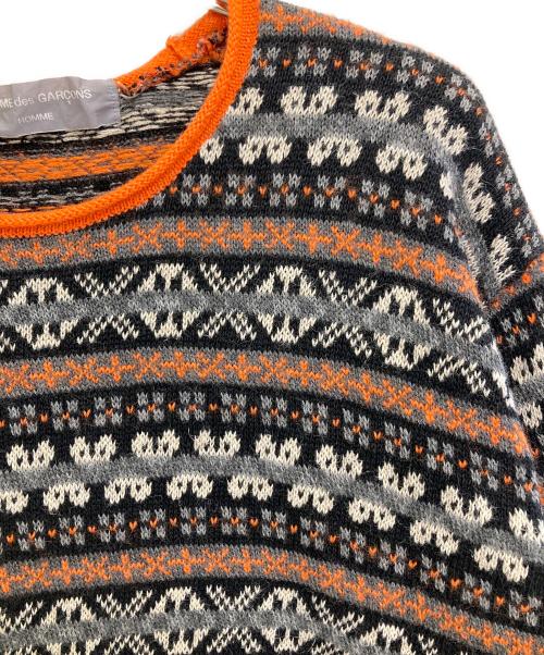 COMME des GARCONS HOMME（コムデギャルソン オム）COMME des GARCONS HOMME (コムデギャルソン オム) ネイティブ柄ニット ブラック×オレンジ サイズ:-の古着・服飾アイテム