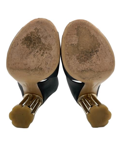 Salvatore Ferragamo（サルヴァトーレ フェラガモ）Salvatore Ferragamo (サルヴァトーレ フェラガモ) フラワーヒールミュールサンダル ブラック サイズ:4の古着・服飾アイテム