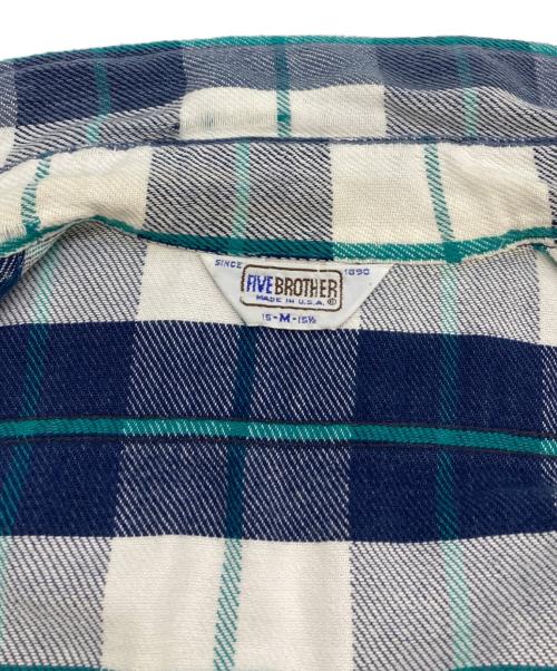 FIVE BROTHER（ファイブブラザー）FIVE BROTHER (ファイブブラザー) ネルシャツ ホワイト×ブルー サイズ:Mの古着・服飾アイテム