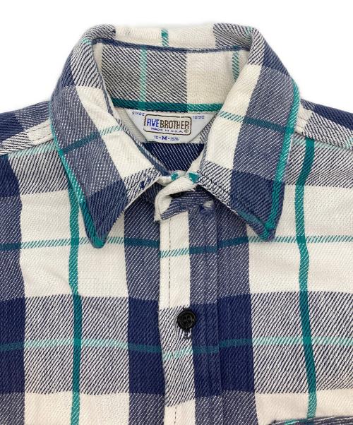 FIVE BROTHER（ファイブブラザー）FIVE BROTHER (ファイブブラザー) ネルシャツ ホワイト×ブルー サイズ:Mの古着・服飾アイテム