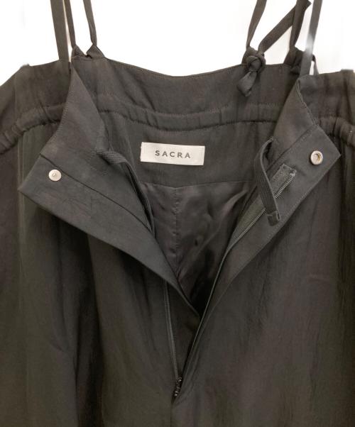 SACRA（サクラ）SACRA (サクラ) アセテート ブライト ツイル サロペット ブラック サイズ:38の古着・服飾アイテム