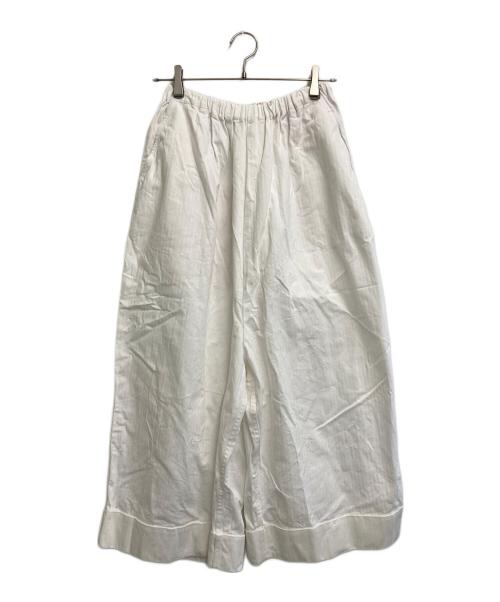 ゴーシュ（ゴーシュ）ゴーシュ (ゴーシュ) スレンヘリンボン クロップドワイドパンツ ホワイト サイズ:2の古着・服飾アイテム