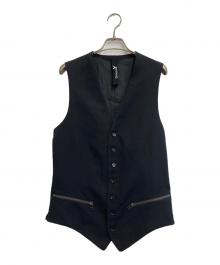 GROUND Y（グラウンドワイ）の古着「COTTON ZAZA CROSS WA ZIPPER POCKET VEST」｜ブラック