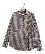 Vivienne Westwood manヴィヴィアン ウェストウッド マン）の古着「ギンガムチェックパズルシャツ」｜ピンク×ブルー