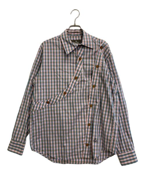 Vivienne Westwood man（ヴィヴィアン ウェストウッド マン）Vivienne Westwood man (ヴィヴィアン ウェストウッド マン) ギンガムチェックパズルシャツ ピンク×ブルー サイズ:-の古着・服飾アイテム