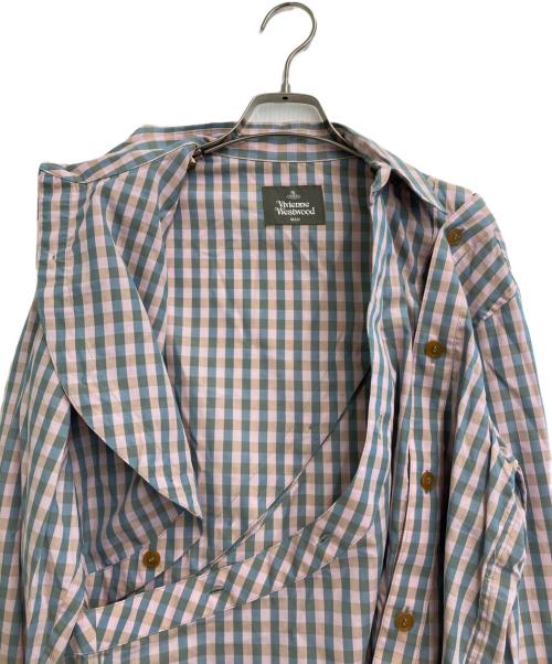 Vivienne Westwood man（ヴィヴィアン ウェストウッド マン）Vivienne Westwood man (ヴィヴィアン ウェストウッド マン) ギンガムチェックパズルシャツ ピンク×ブルー サイズ:-の古着・服飾アイテム