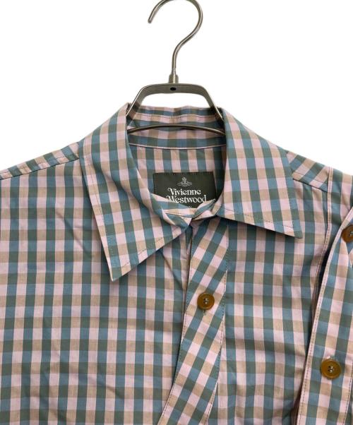 Vivienne Westwood man（ヴィヴィアン ウェストウッド マン）Vivienne Westwood man (ヴィヴィアン ウェストウッド マン) ギンガムチェックパズルシャツ ピンク×ブルー サイズ:-の古着・服飾アイテム