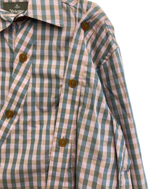 Vivienne Westwood man（ヴィヴィアン ウェストウッド マン）Vivienne Westwood man (ヴィヴィアン ウェストウッド マン) ギンガムチェックパズルシャツ ピンク×ブルー サイズ:-の古着・服飾アイテム