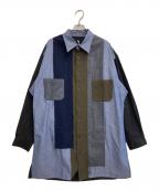 ）の古着「24AW Paneled BIG Shirt」｜ブルー×ブラック