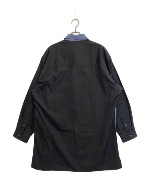 GROUND Y（グラウンドワイ）GROUND Y (グラウンドワイ) 24AW Paneled BIG Shirt ブルー×ブラック サイズ:3の古着・服飾アイテム