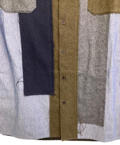 GROUND Y（グラウンドワイ）GROUND Y (グラウンドワイ) 24AW Paneled BIG Shirt ブルー×ブラック サイズ:3の古着・服飾アイテム