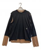 SUNSEAサンシー）の古着「21AW Layered 2tone カットソー」｜ブラック×ブラウン