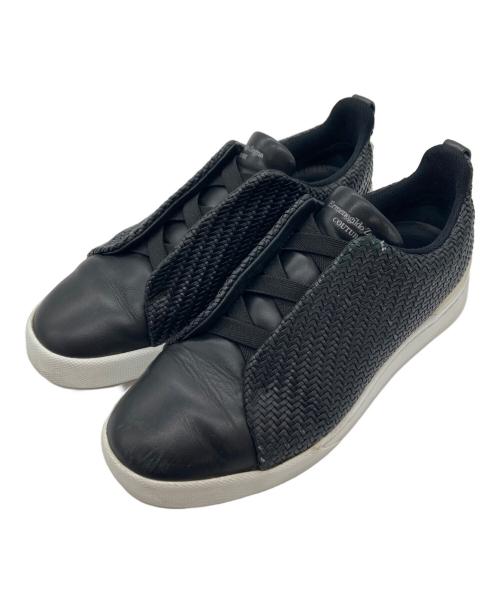 ERMENEGILDO ZEGNA（エルメネジルド・ゼニア）Ermenegildo Zegna (エルメネジルド・ゼニア) レザースニーカー ブラック サイズ:6　2/1の古着・服飾アイテム