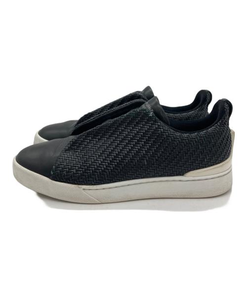 ERMENEGILDO ZEGNA（エルメネジルド・ゼニア）Ermenegildo Zegna (エルメネジルド・ゼニア) レザースニーカー ブラック サイズ:6　2/1の古着・服飾アイテム