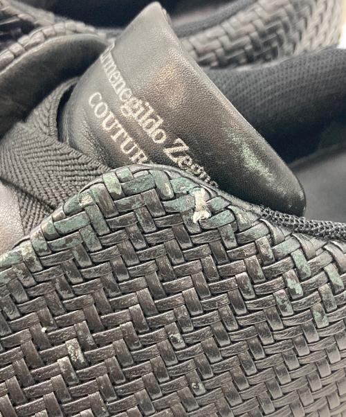 ERMENEGILDO ZEGNA（エルメネジルド・ゼニア）Ermenegildo Zegna (エルメネジルド・ゼニア) レザースニーカー ブラック サイズ:6　2/1の古着・服飾アイテム