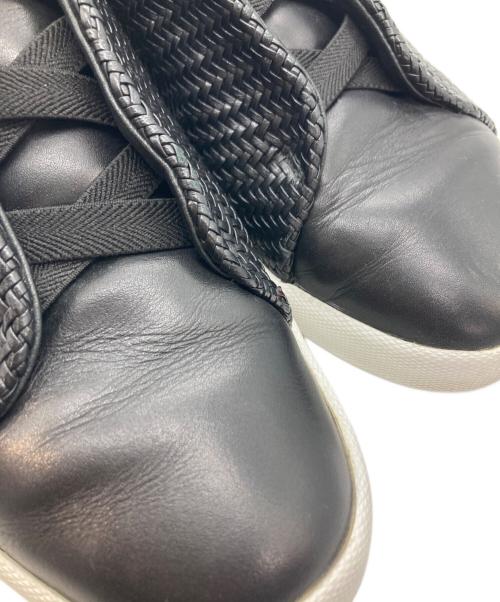 ERMENEGILDO ZEGNA（エルメネジルド・ゼニア）Ermenegildo Zegna (エルメネジルド・ゼニア) レザースニーカー ブラック サイズ:6　2/1の古着・服飾アイテム