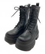 CHARLES & KEITHチャールズアンドキース）の古着「ハートエンベリッシュド レースアッププラットフォームブーツ」｜ブラック