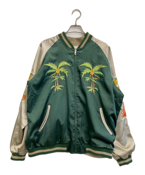 花旅楽団（ハナタビガクダン）花旅楽団 (ハナタビガクダン) リバーシブルスカジャン グリーン サイズ:XXLの古着・服飾アイテム