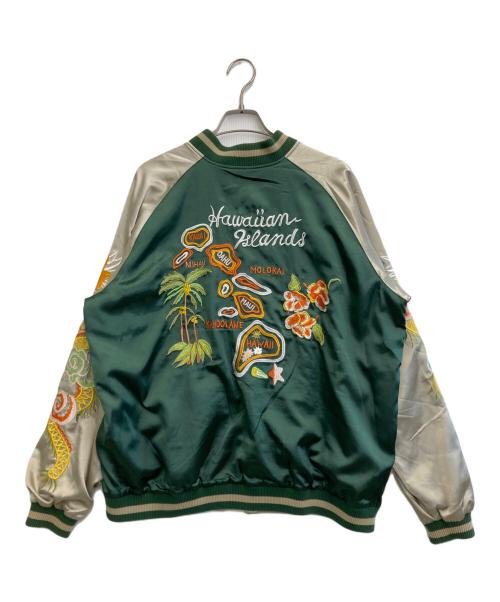 花旅楽団（ハナタビガクダン）花旅楽団 (ハナタビガクダン) リバーシブルスカジャン グリーン サイズ:XXLの古着・服飾アイテム