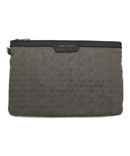JIMMY CHOO（ジミーチュウ）JIMMY CHOO (ジミーチュウ) スターエンボスクラッチバッグ グレーの古着・服飾アイテム
