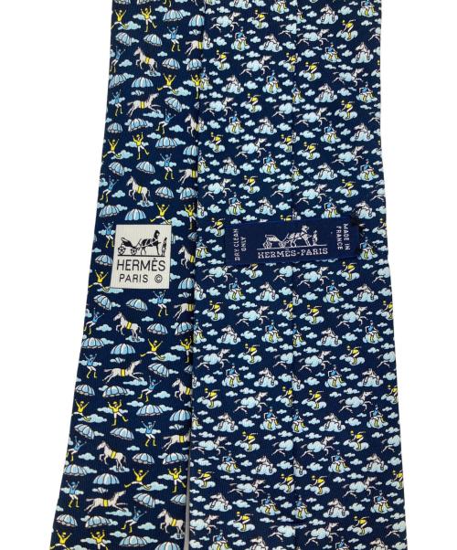 HERMES（エルメス）HERMES (エルメス) クラウド柄ネクタイ ブルー サイズ:FREEの古着・服飾アイテム