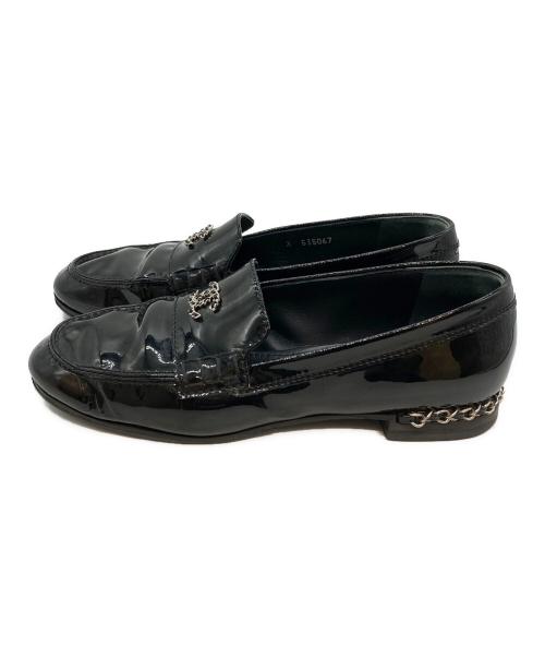 CHANEL（シャネル）CHANEL (シャネル) ココマークチェーンローファー ブラック サイズ:SIZE 37Cの古着・服飾アイテム