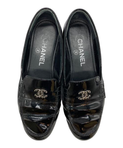 CHANEL（シャネル）CHANEL (シャネル) ココマークチェーンローファー ブラック サイズ:SIZE 37Cの古着・服飾アイテム