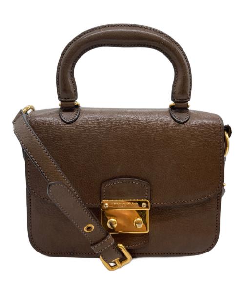 MIU MIU（ミュウミュウ）MIU MIU (ミュウミュウ) 2WAYショルダーバッグ ブラウンの古着・服飾アイテム