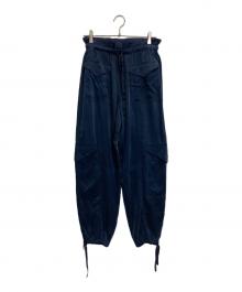 GANNI（ガニー）の古着「WASHED SATIN PANTS」｜ネイビー