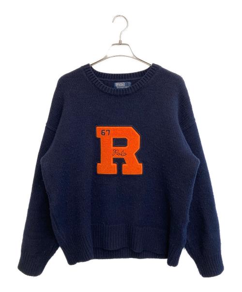 POLO RALPH LAUREN（ポロ・ラルフローレン）POLO RALPH LAUREN (ポロ・ラルフローレン) ヴィンテージ フィット ウール レター セーター ネイビー サイズ:XLの古着・服飾アイテム