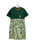 OLLEBOREBLAアルベロベロ）の古着「豚さんトロピカルフルーツ柄ワンピース」｜グリーン