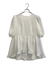 Aveniretoile（アベニールエトワール）の古着「ギャザー切替パフスリーブブラウス」｜ホワイト