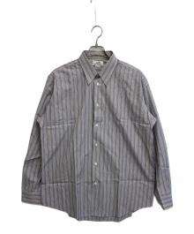 HERMES（エルメス）の古着「セリエボタンストライプコットンシャツ」｜グレー×パープル
