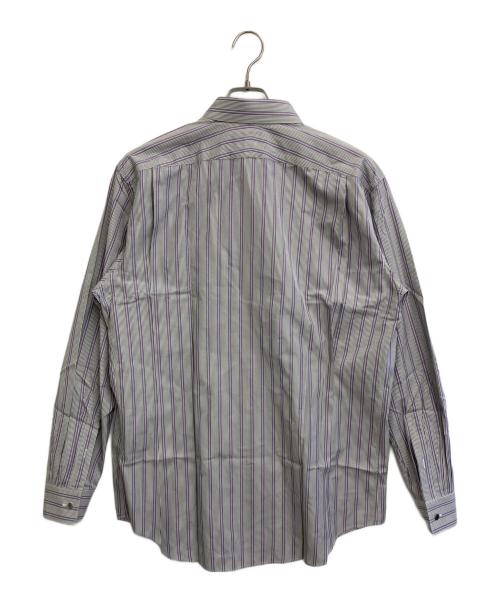 HERMES（エルメス）HERMES (エルメス) セリエボタンストライプコットンシャツ グレー×パープル サイズ:43の古着・服飾アイテム