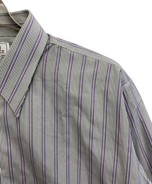 HERMES（エルメス）HERMES (エルメス) セリエボタンストライプコットンシャツ グレー×パープル サイズ:43の古着・服飾アイテム