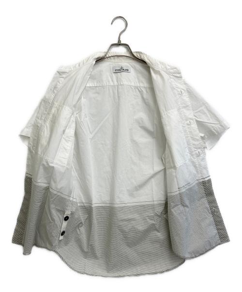 STONE ISLAND（ストーンアイランド）STONE ISLAND (ストーンアイランド) 17SS ボーダーシャツ ホワイト×カーキ サイズ:SIZE Freeの古着・服飾アイテム