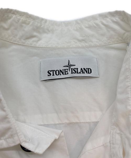 STONE ISLAND（ストーンアイランド）STONE ISLAND (ストーンアイランド) 17SS ボーダーシャツ ホワイト×カーキ サイズ:SIZE Freeの古着・服飾アイテム