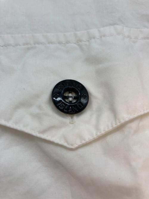 STONE ISLAND（ストーンアイランド）STONE ISLAND (ストーンアイランド) 17SS ボーダーシャツ ホワイト×カーキ サイズ:SIZE Freeの古着・服飾アイテム