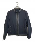 EMMETIエンメティ）の古着「ナイロン切替ラムレザージャケット」｜ブラック