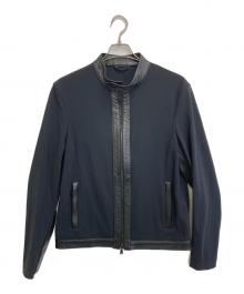 EMMETI（エンメティ）の古着「ナイロン切替ラムレザージャケット」｜ブラック