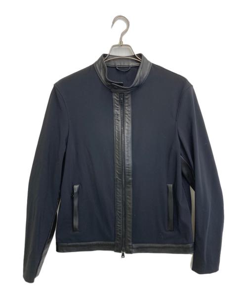 EMMETI（エンメティ）EMMETI (エンメティ) ナイロン切替ラムレザージャケット ブラック サイズ:48の古着・服飾アイテム