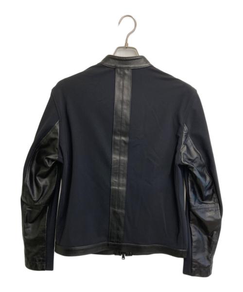 EMMETI（エンメティ）EMMETI (エンメティ) ナイロン切替ラムレザージャケット ブラック サイズ:48の古着・服飾アイテム